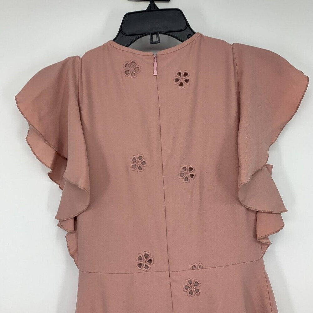 Kate Spade Dress Cutout Crepe Dress Pink Ruffle Eyelet NWT - Picture 14 of 16